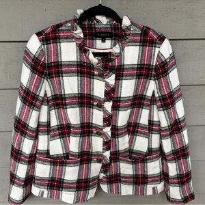Talbots Women's Wool Blazer lined- Red, Black, and White 12